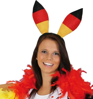 Produktbild von Deutschland Haarreif Bunny Hasen Ohren Schwarz Rot Gold Fan Kostüm WM EM Party