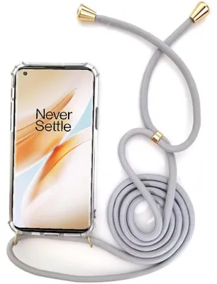 Immagine prodotto di Custodia per cellulare con laccetto/cordoncino da indossare a tracolla / Custodia a tracolla per diversi modelli OnePlus 1+, OnePlus 8T, colore grigio/oro