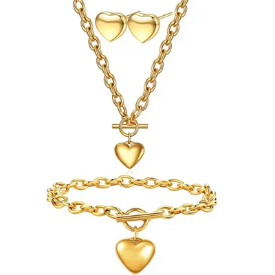 Produktbild von Elegantes Schmuckset Simple Heart - Gold KP34206