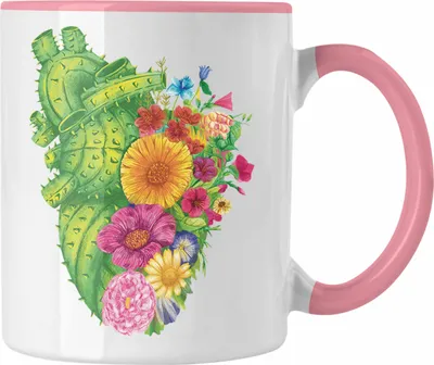 Produktbild von Trendation - Herz Tasse Valentinstag Gärtner Gärtnerin Kaffeetasse Geschenk für Sie Ihn Liebe Blumen Pflanzen Grafik (Rosa)