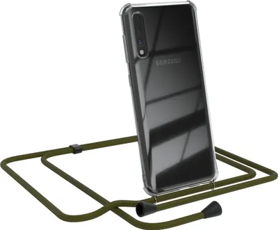 Produktbild von EAZY CASE Handykette kompatibel mit Samsung Galaxy A50 / A50s / A30s, Handyhülle mit Umhängeband, Handykordel, Schutzhülle Clear, Band in Grün