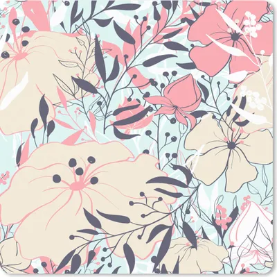 Produktbild von MuchoWow® Mauspad Mousepad Vintage - Blume - Rosa - Muster 20x20 cm - Mousepads - Maus Mat - Pad - Mausunterlage - Desk Mat - Bureauartikeln