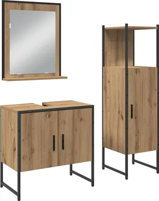 Produktbild von vidaXL Badezimmermöbel-Set 3 Stk. Braun 33 x 33 x 102,5 cm