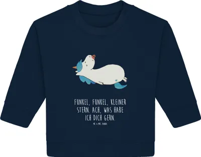 Produktbild von Mr. & Mrs. Panda Organic Baby Pullover Einhorn Schnuller 12. - 18. Monat - French Navy - Geschenk, Bullover, Geburtstag, Säugling, Mama, Unicorn, Geburt