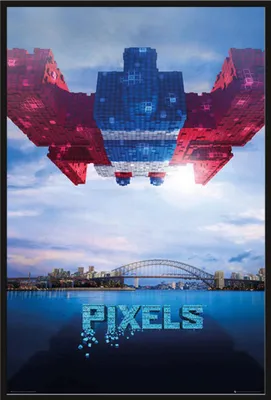 Image de Pixels - Affiche - Galaga + cadre interchangeable, Shinsuke® Maxi en plastique noir, vitre en acrylique