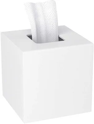 Productafbeelding van Ibenzoa® Witte acrylhouder voor zakdoekjes en servetten met magnetisch deksel – 14 x 14 x 14 cm, geschikt voor make-up doekjes en servetten