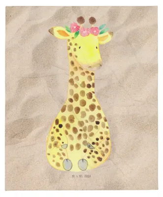 Produktbild von Mr. & Mrs. Panda Bettdecke Giraffe Blumenkranz - Sandig - Geschenk, Selbstliebe, Warme Decke, Kuscheldecke, Afrika, Tagesdecke, Freundin, Plaid, Abenteurer