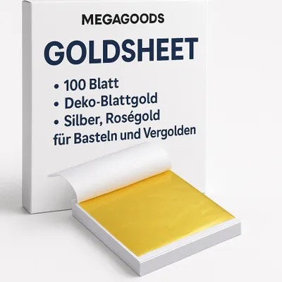 Produktbild von 100 Blatt Deko Blattgold Silber Roségold für Basteln und Vergolden DE.