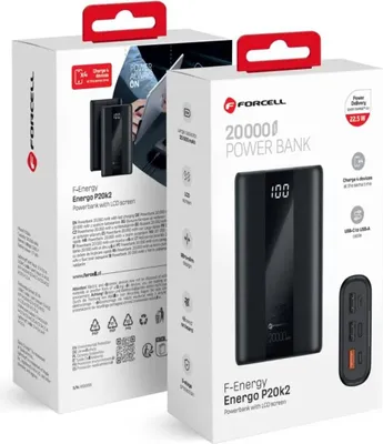 Produktbild von Powerbank Forcell F-Energy Energo P20K2 QC3.0 PD 3A 22,5W 20000 mAh black