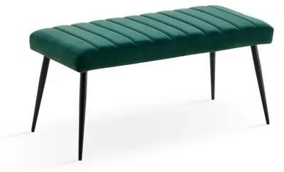 Zdjęcie produktu dla Ławka do jadalni, 101 cm, z tapicerką z weluru, metalowe nogi, kolor zielony