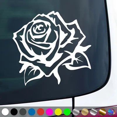 Produktbild von PantherPixel Rose Aufkleber Blumen Kletterrosen Pfingstrosen Sticker Auto Geschenkidee Farbe Weiss