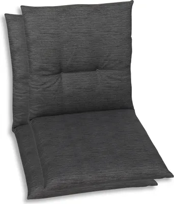 Produktbild von GO-DE Textil, Sesselauflage Niederlehner, 2er Set, Farbe: grau, Maße: 98 cm x 48 cm x 5 cm, Rueckenhoehe: 52 cm