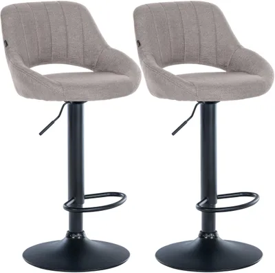 Produktbild von CLP 2er Set Barhocker Milet Stoffbezüge höhenverstellbar drehbar mit Rückenlehnen grau Material Gestell Metall matt schwarz