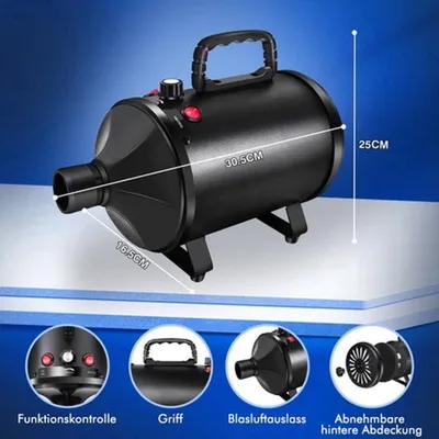 Imagen del producto de Secador para mascotas - 2800 W - 2 temperaturas - velocidad ajustable - color - para perros y gatos