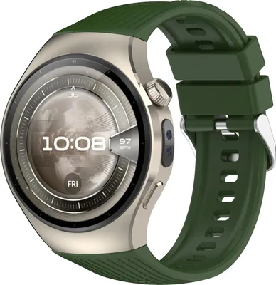Produktbild von Armband für Huawei Watch 5 42 mm, Bizon Strap Watch Silicone T, Dunkelgrün