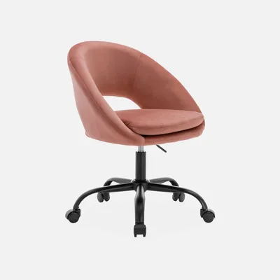 Immagine prodotto di Sedia da ufficio con rotelle in velluto, Rosa antico