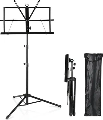 Produktbild von Famanu Musikständer höhenverstellbar, tragbar, faltbar, leicht mit Tragetasche, schwarz