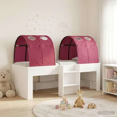 Produktbild von Möbel Bett mit Tunnel 4 pcs Weiß und Rot HolzwerkstoffGartensofas - Gartensofas c4995