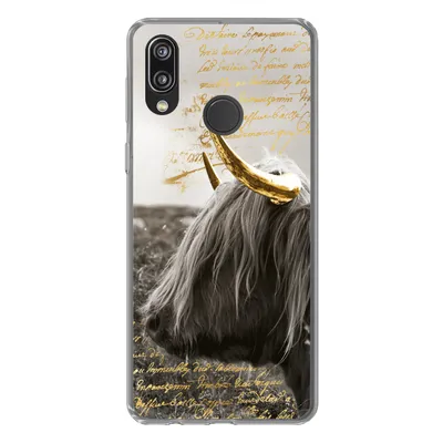 Produktbild von MuchoWow® Handyhülle Schutzhülle Hülle für Huawei P20 Lite (2020) Schottischer Highlander - Gold - Hoorn Silikon Softcase Handy Hülle - Kartenhalter