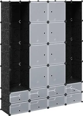 Produktbild von vidaXL Modularer Schrank mit 18 Fächern schwarz/weiß 37x146x180,5cm