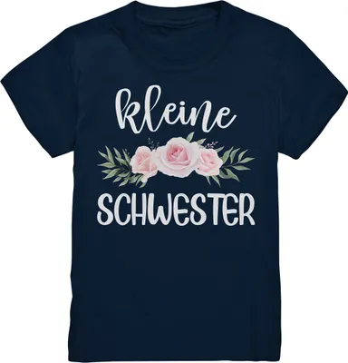 Produktbild von Kleine Schwester T-Shirt Rosen Kleine Schwester Geschenk – Navy / 110/116 (5-6)