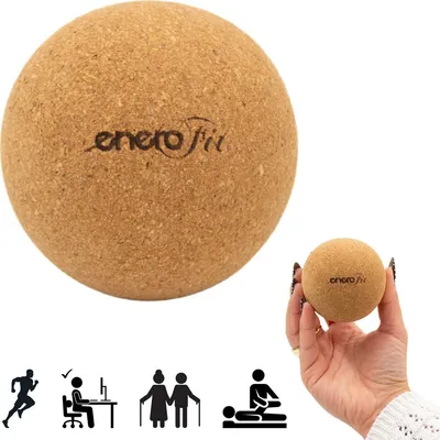 Produktbild von Enero Fit Kork Massageball 6,5 cm – Triggerpunkt- & Faszienball, ökologisch & robust bis 130 kg – Massagehilfe für Rücken, Füße, Nacken & Arme