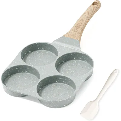 Productafbeelding van Anti-aanbak koekenpan, inductiegeschikt, graniet, eierpan, 4 gaten, omelet, groen