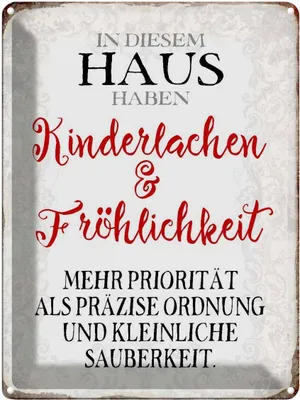 Produktbild von vianmo Blechschild 40x30 cm in diesem Haus Kinderlachen Spruch Zitat