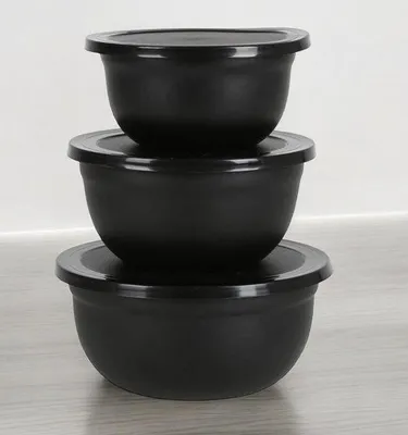 Zdjęcie produktu dla Zestaw garnków ze stali nierdzewnej, 3-częściowy, czarny, 18 cm