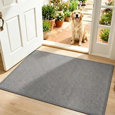 Image de Paillasson d'intérieur, 80x120 cm, gris foncé, tapis anti-saleté, antidérapant