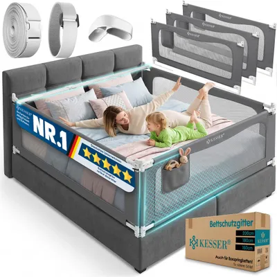 Produktbild von KESSER® Bettgitter Bettschutzgitter Kinderbettgitter für Kinder Babybettgitter Kinderbettschutzgitter, Anthrazit, 160cm