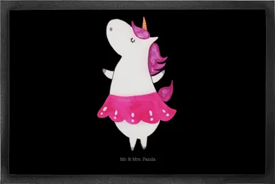 Produktbild von Mr. & Mrs. Panda Schmutzfangmatte Einhorn Ballerina 50 x 75 cm - Schwarz - Geschenk, Schmutzmatte, Unicorn, fußmatte, Einhörner, abstreifer, bodenmatte, Wohnung, Party