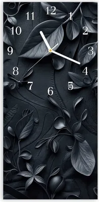 Produktbild von Wanduhr aus Glas mit Motiv Blumenmuster Dunkel- 30 x 60 cm - inkl. Aufhängesystem