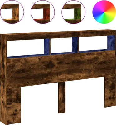 Produktbild von vidaXL LED-Kopfteil mit Ablage Räuchereiche 160x17x102 cm
