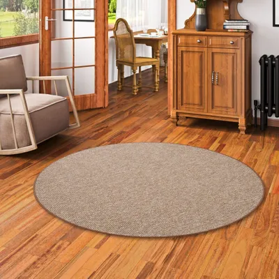 Produktbild von Schlingen Velour Teppich Primo Braun Rund, Größe:160 cm Rund