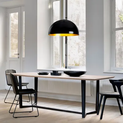 Produktbild von Opviq, Moderne schwarze Pendelleuchte, Metallkörper, 60 x 60 cm, Höhe: 126 cm, Kabel: 90 cm, E27 Max 40 W, IP20 | Stilvolles, industrielles Design für jeden Raum.
