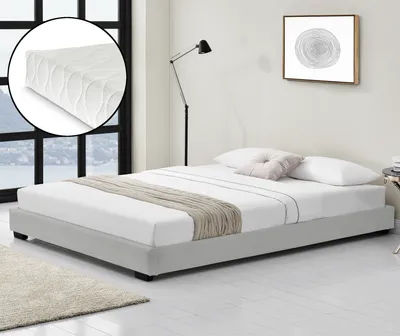 Obrázek produktu pro Postel z umělé kůže s matrací ze studené pěny a lamelovým roštem 140x200 cm Čalouněná postel z umělé kůže s matrací ÖKO-TEX Standard 100 Postel pro mládež z umělé kůže v bílé barvě Corium