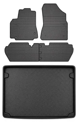 Image de Tapis en caoutchouc + bac de coffre pour Citroen Berlingo II 2008-2018 (monospace/break, 5 portes) – 5 pièces, noirs, sur mesure