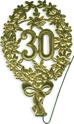 Produktbild von DEMMLER Festliche Zahl 30 gold 8x12cm mit Draht
