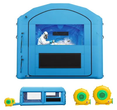 Image de Cabine de peinture gonflable - Booth de peinture, tente de peinture 6 x 3 x 2,5 m - Avec ventilateurs - Filtre à charbon actif - Fenêtres en PVC - Pour ATV, motos et meubles - Portable - Bleu