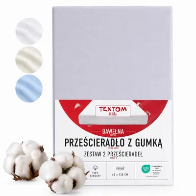 Produktbild von TEXTOM Kinder Spannbettlaken Jersey 100% Baumwolle 60x120 cm Grau für Matratzen bis 15 cm Steghöhe