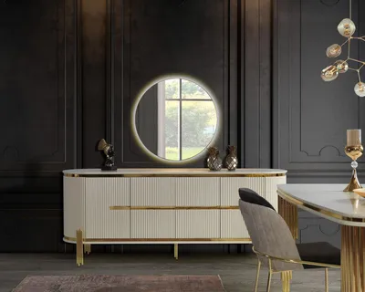 Immagine prodotto di Credenza cassettiera in legno mobile credenza sala da pranzo moderno bianco
