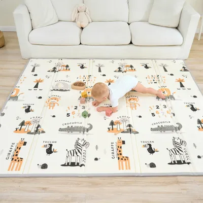 Obrázok produktu pre Elzusha - XXL podložka na hranie pre bábätká, 150x180x1 cm - Obojstranná penová podložka