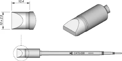 Produktbild von JBC Tools C470006 Lötspitze Meißelform, gerade Spitzen-Größe 2.5 mm Inhalt 1 St.