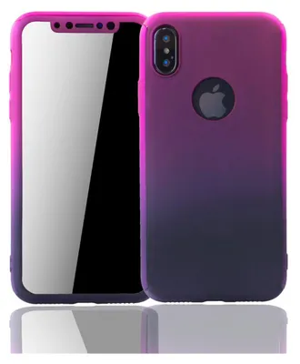 Produktbild von Handyhülle Schutzhülle für Apple iPhone XS Full Case Cover Displayschutz 360 Violett