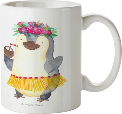 Produktbild von Mr. & Mrs. Panda Plastikbecher Pinguin Kokosnuss - Weiß - Geschenk, Pott, Ferien, Kindertasse, Urlaub, Hawaii, Camping Tasse, Erholt, Mehrwegbecher, Trinklernbecher