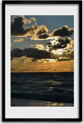 Produktbild von Bild - Bilderrahmen - 40 cm x 60 cm - MDF - Rahmen - Wandkunst - Sonnenuntergang Meer