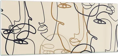 Produktbild von Bilder auf glas - Einteilig - Frau Gesicht Linie - 100x40cm - Glasbilder - Wandbilder - Bilder - zum Aufhängen bereit - Wanddekoration aus Glas - Glas Bilder - Wandbild auf Glas - GAB100x40-5109
