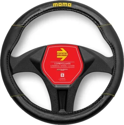 Produktbild von Momo SWC013BY CARBON Lenkradbezug Ø38-39cm Schwarz gelb Lenkradhülle