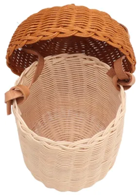 Produktbild von Omgoods – Aufbewahrungskorb, handgewebt – Aufbewahrungskorb für Kinder – Spielzeugkorb – Korb aus Rattan – Korb mit Deckel – Leichtes Design – Kleiner Aufbewahrungskorb